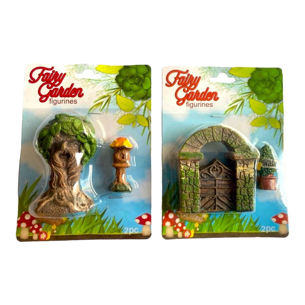 Set of limestone Fairy Garden Figurines 2-2pc figurines for‎ your fairy garden